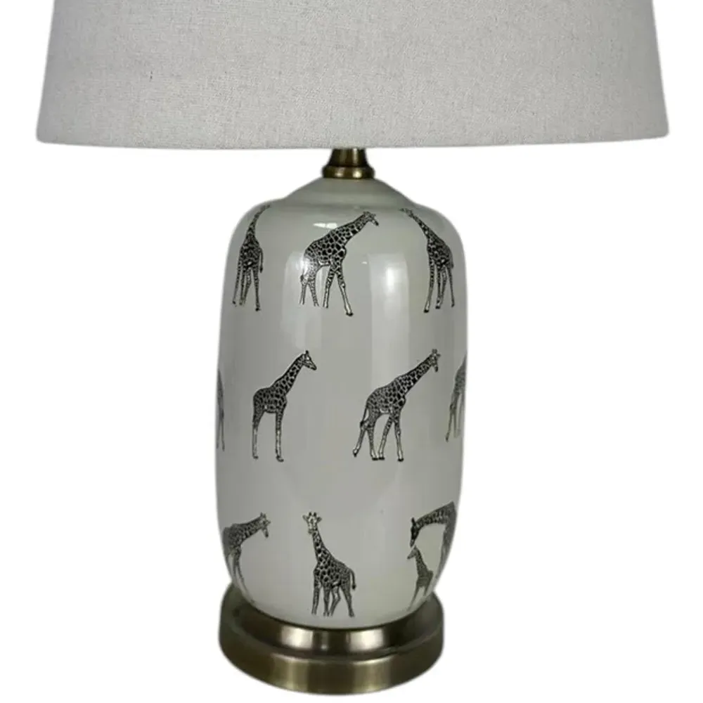 Giraffe Pattern Ceramic Table Lamp with Shade - Multi
