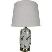 Giraffe Pattern Ceramic Table Lamp with Shade - Multi