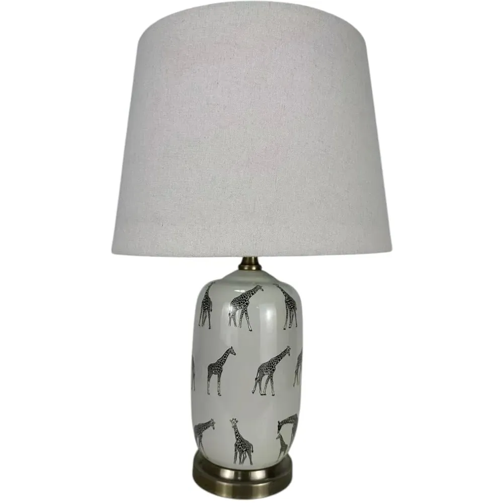 Giraffe Pattern Ceramic Table Lamp with Shade - Multi image