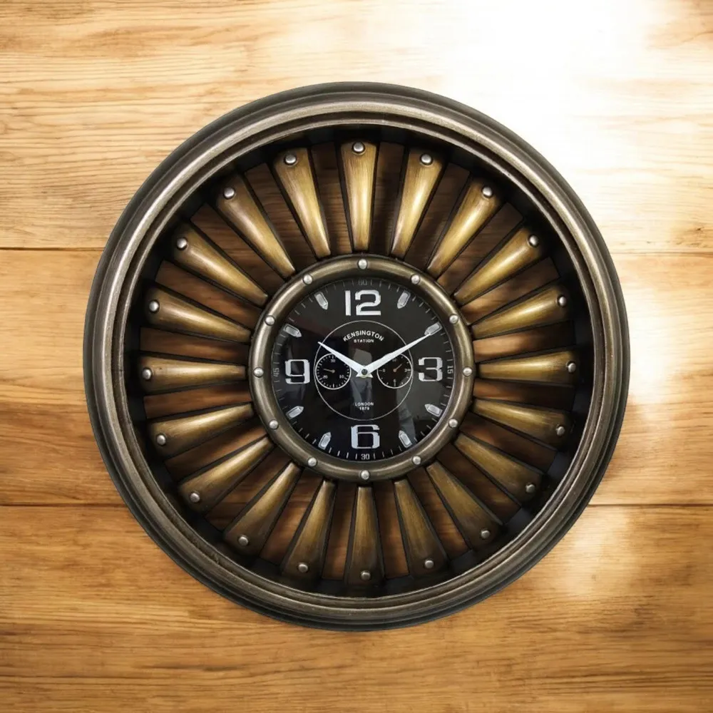 Golden Round Wall Clock 63cm - Gold