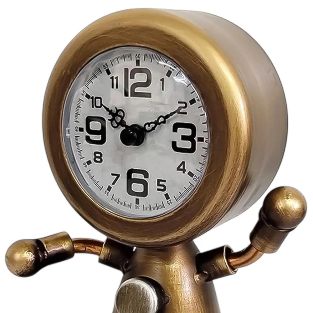 Golden Table Clock with Sitting Body - Gold