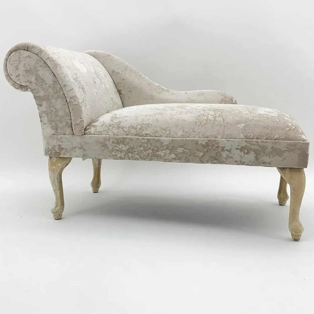 Mini Chaise Longue - Cream, Crushed Velvet