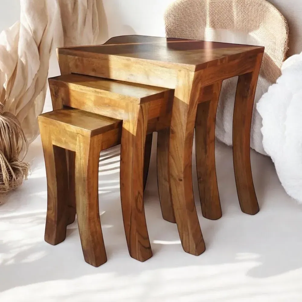 Nest of Tables Set of 3 - Brown