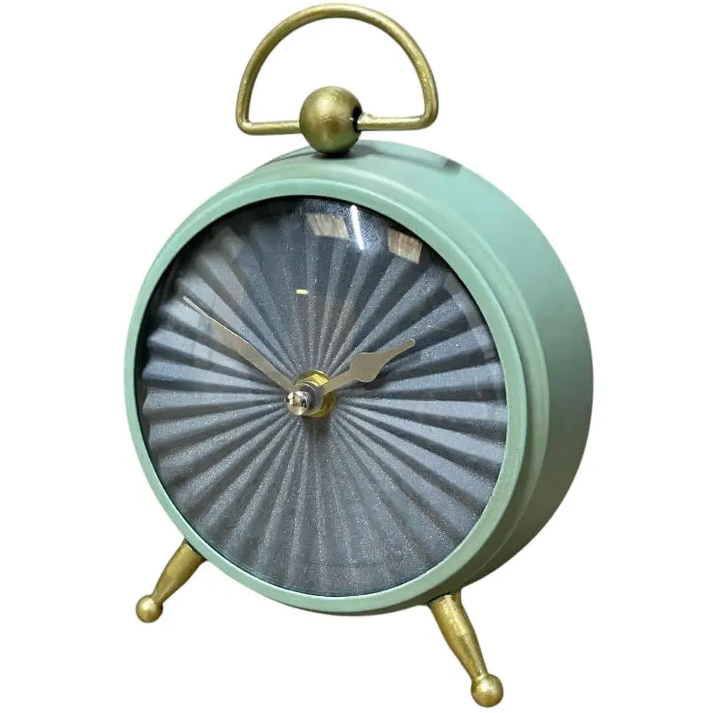 Retro Table Clock - Blue, Gold image