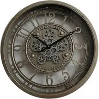Round Gear Wall Clock 46cm - Silver