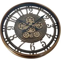 Round Gear Wall Clock 55cm - Gold