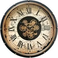 Round Gear Wall Clock 60cm - Cream