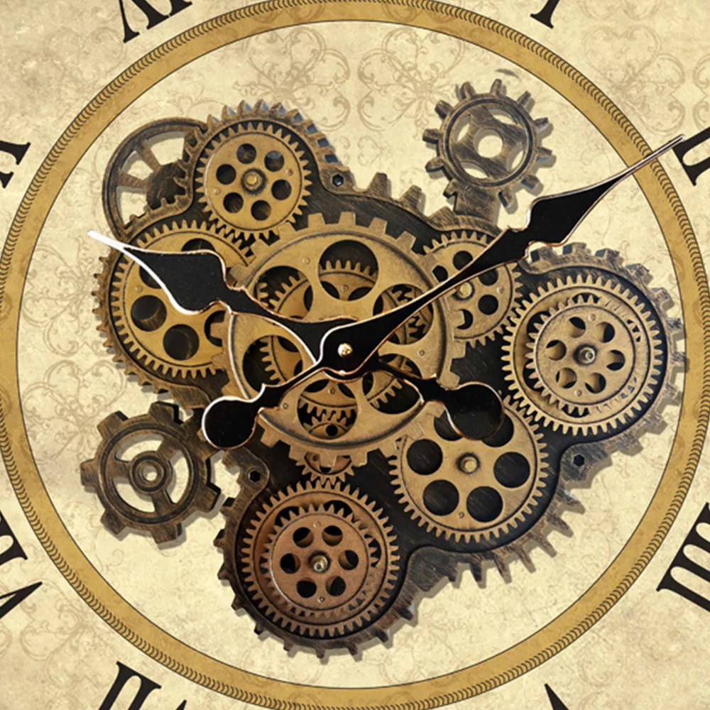 Round Gear Wall Clock 64cm - Cream