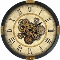 Round Gear Wall Clock 64cm - Cream