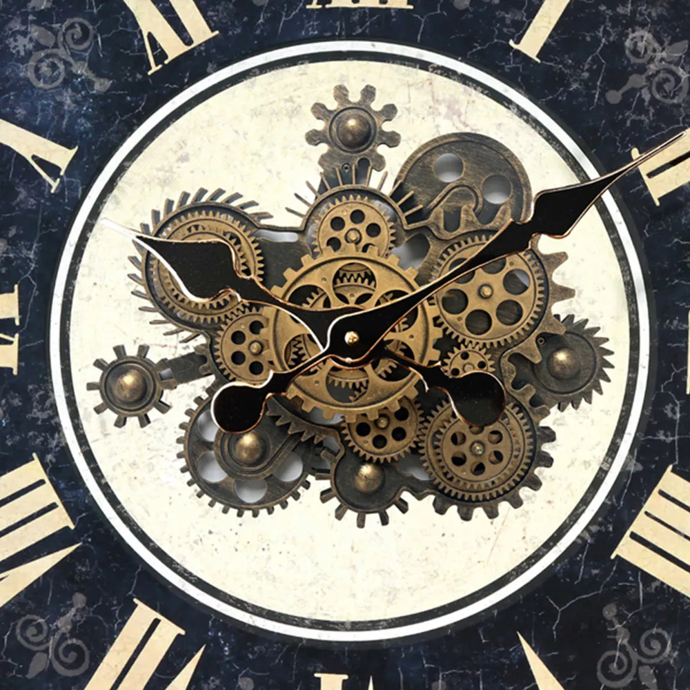 Round Gear Wall Clock 80cm - Black