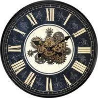 Round Gear Wall Clock 80cm - Black