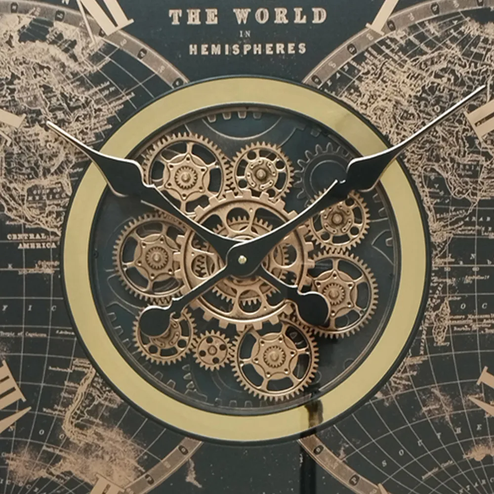 Round Gear Wall Clock 80cm - Black