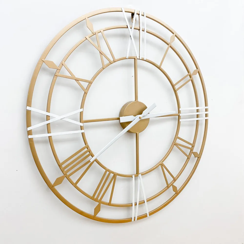 Round Wall Clock 60cm - Gold, White