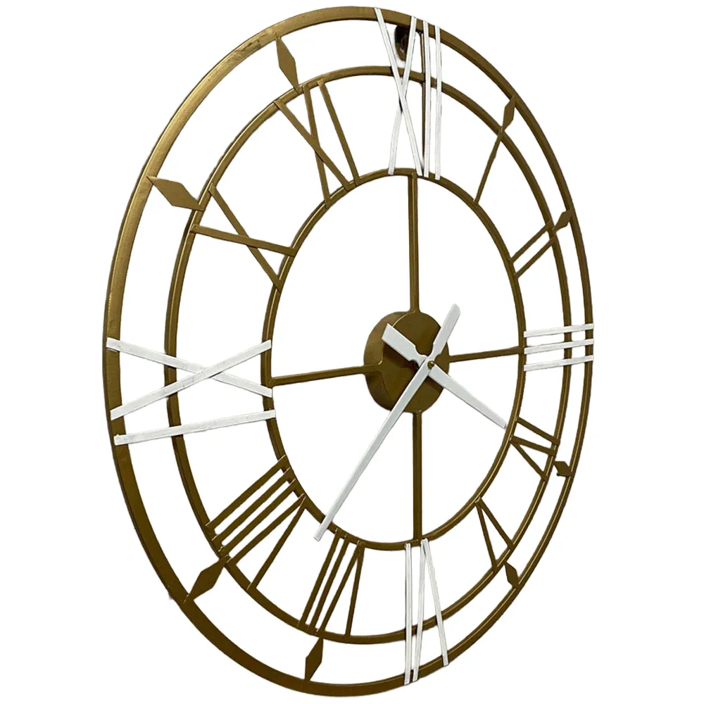 Round Wall Clock 60cm - Gold, White image