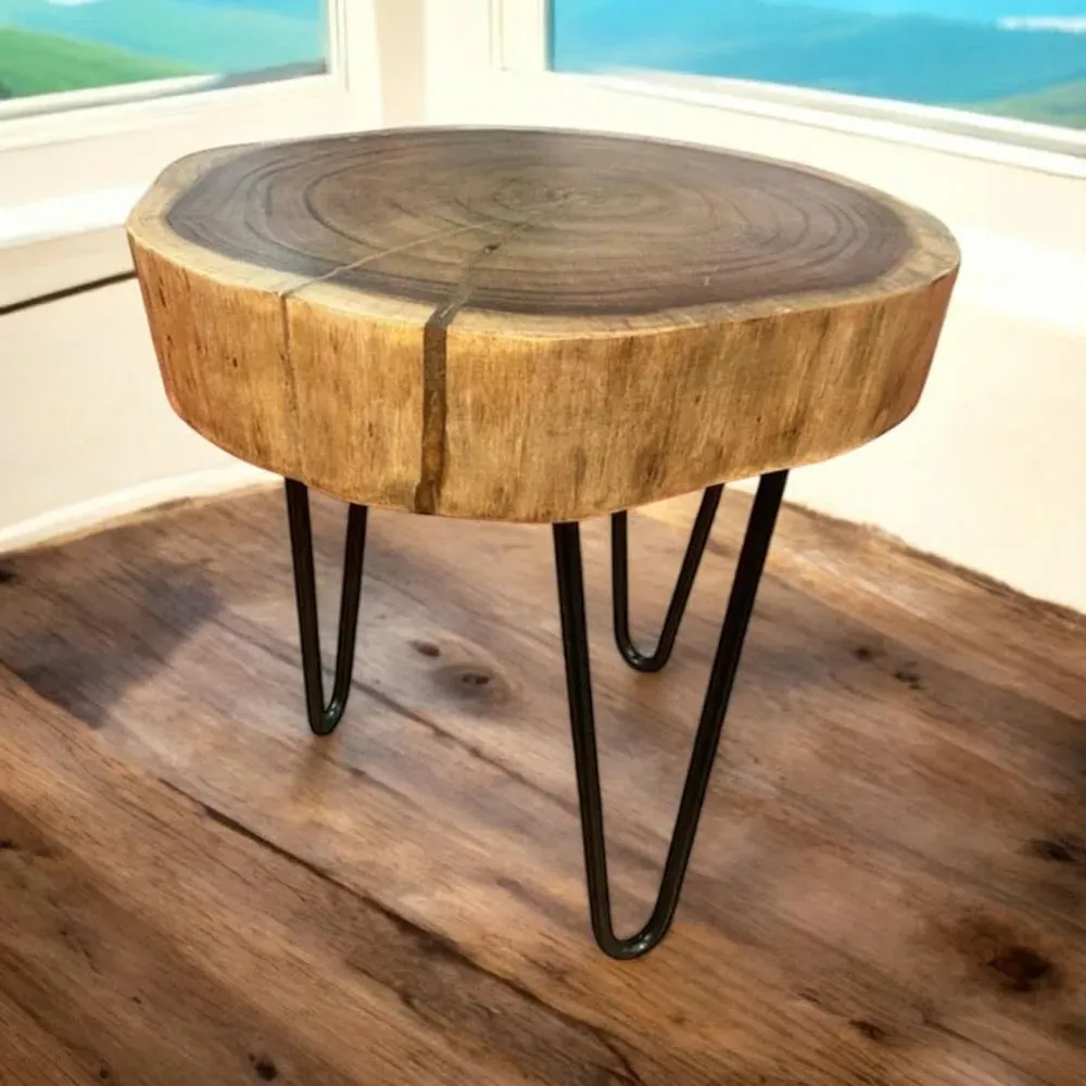 Round Wooden Stool - Brown