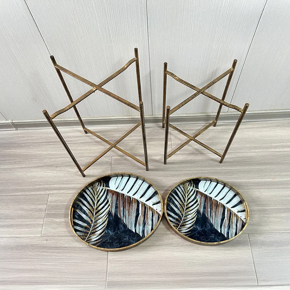 Set of 2 Oval Round Nesting Tables - Gold