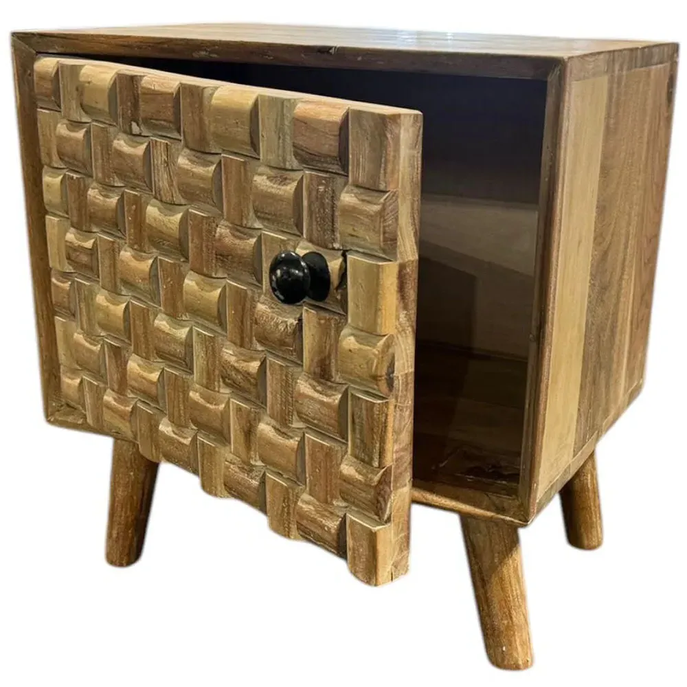 Single Door Bedside Cabinet - Brown