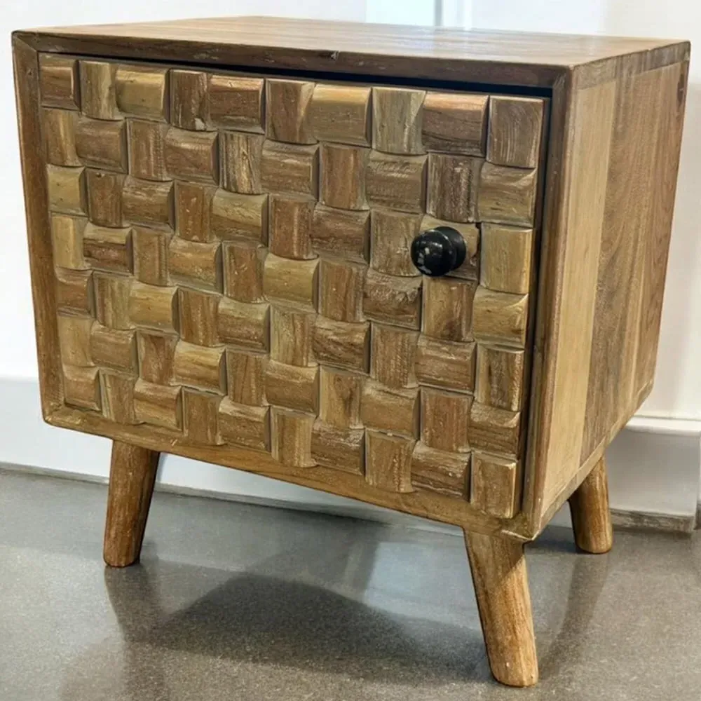 Single Door Bedside Cabinet - Brown