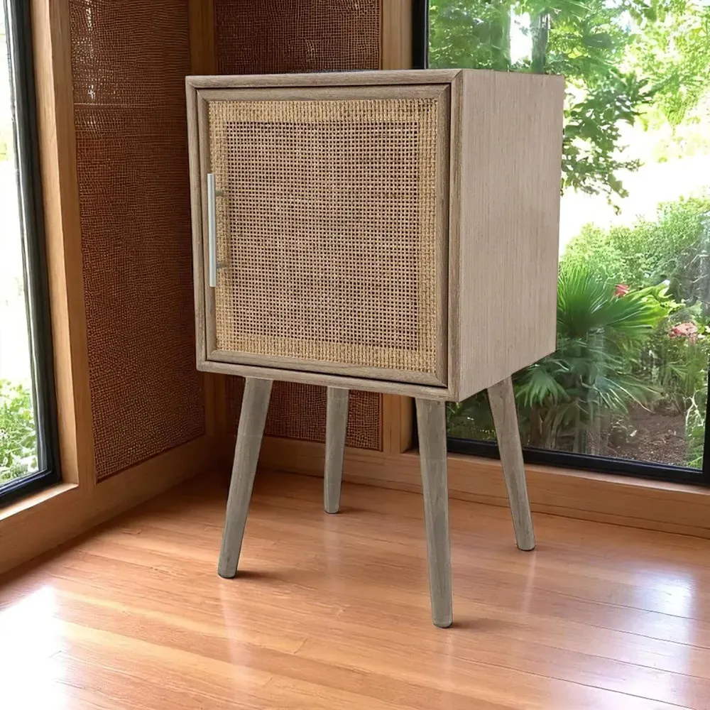 Single Door Bedside Table - Brown, Wood