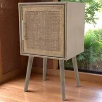 Single Door Bedside Table - Brown, Wood