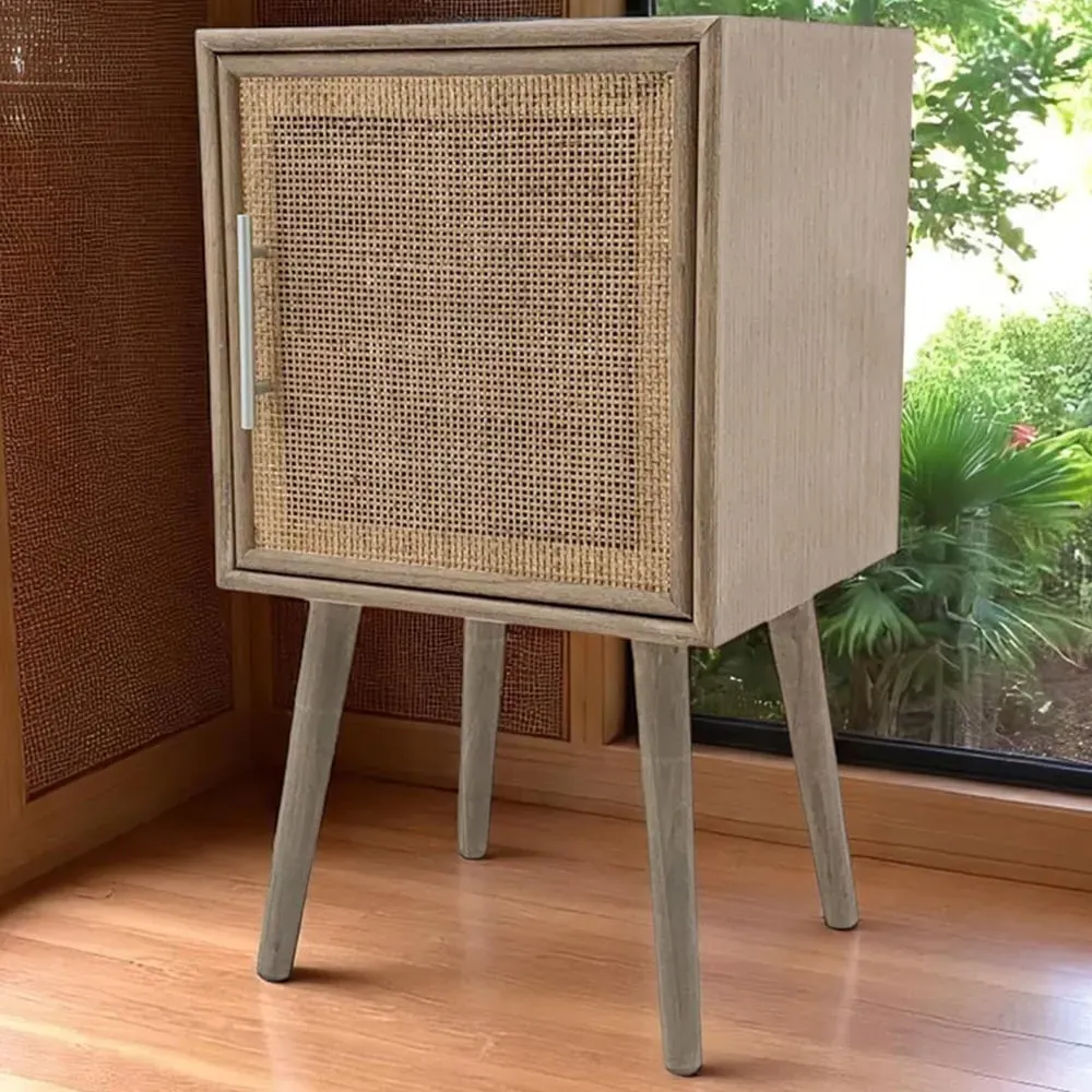 Single Door Bedside Table - Brown, Wood