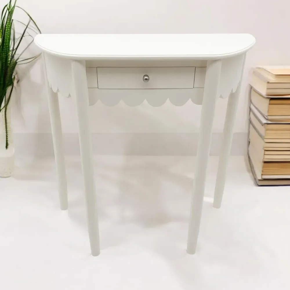 Single Drawer Console Table - Cream, Oak Effect