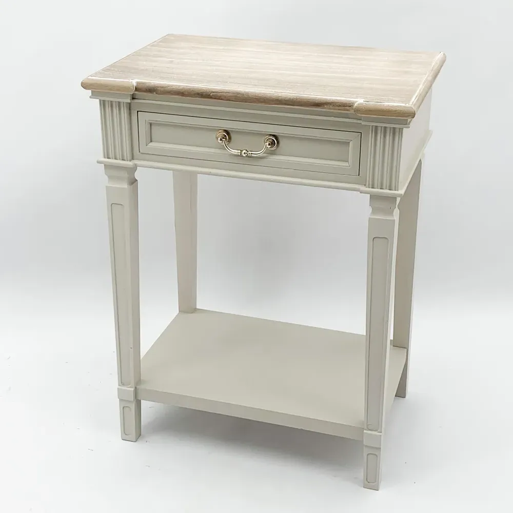 Single Drawer Side Table - Cream, Wood
