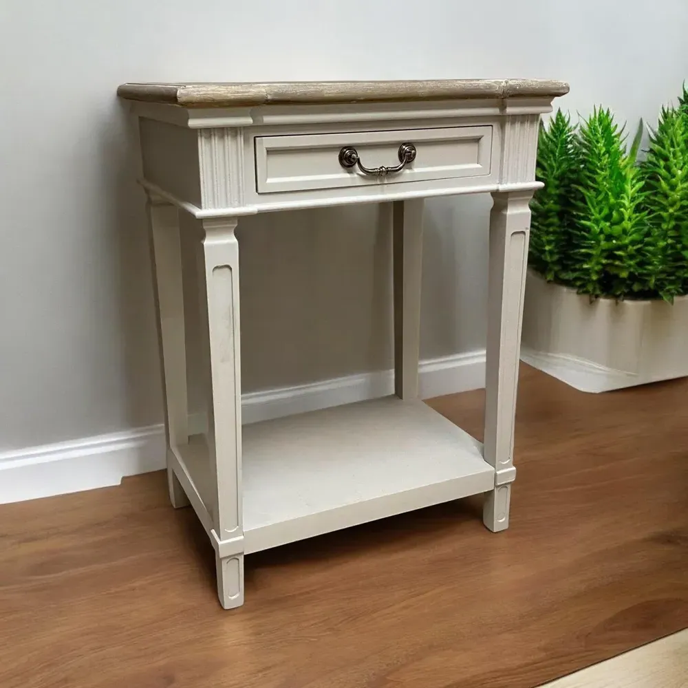 Single Drawer Side Table - Cream, Wood