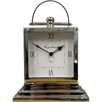 Square Desk Clock - Silver, Chrome