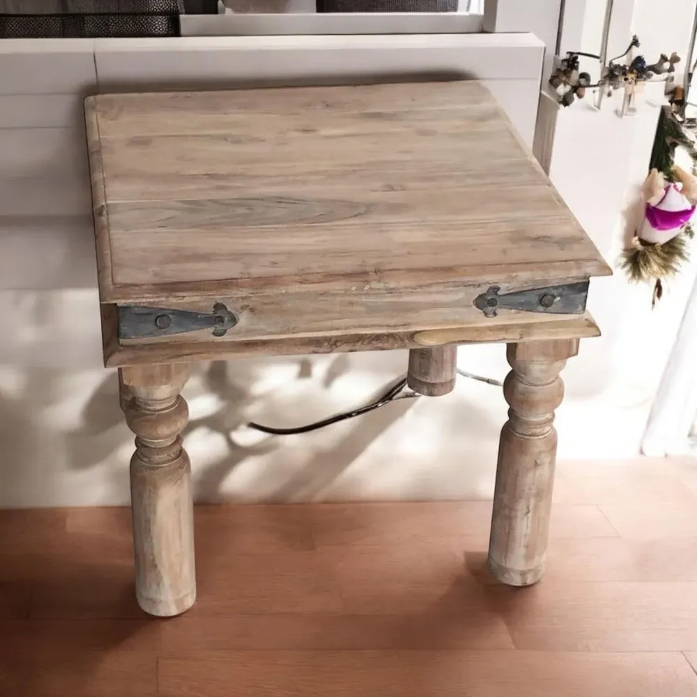 Square Table with Black Hinges - Brown, Wood