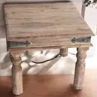 Square Table with Black Hinges - Brown, Wood