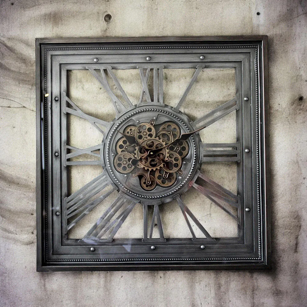 Square Wall Clock - Silver