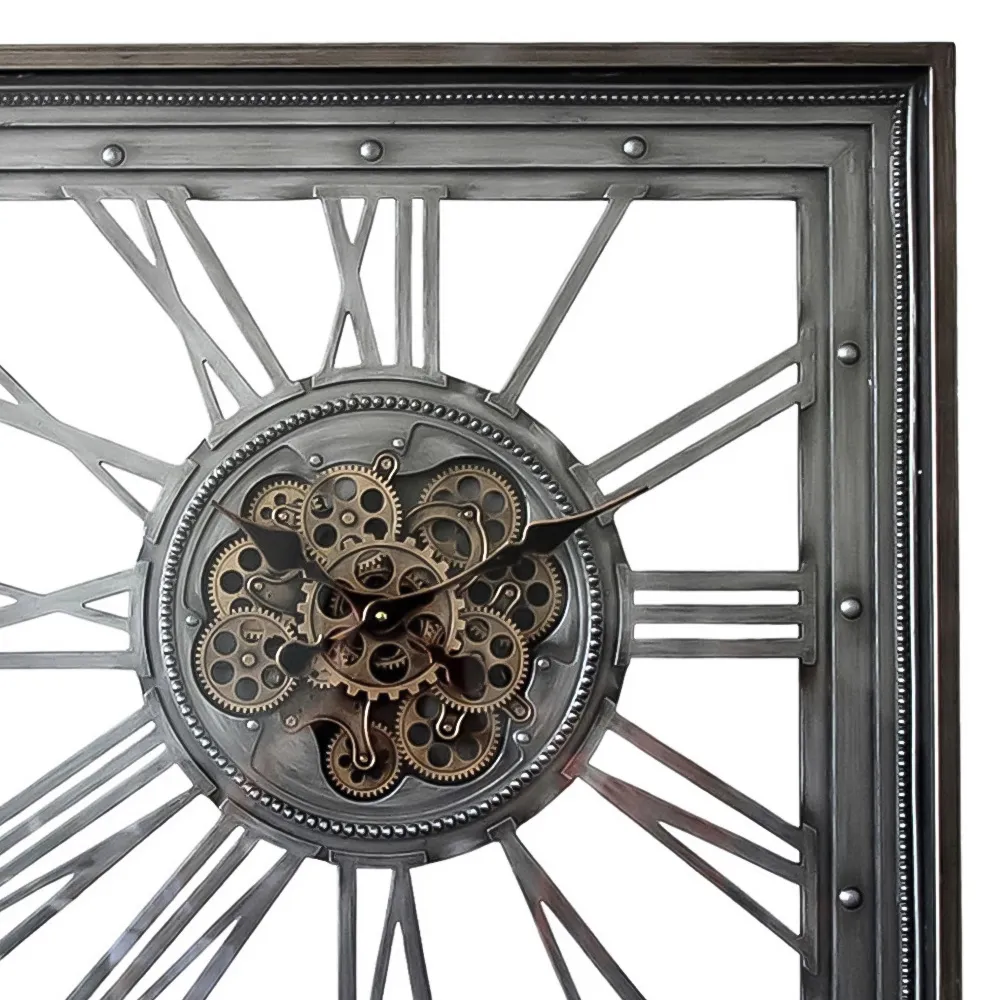 Square Wall Clock - Silver