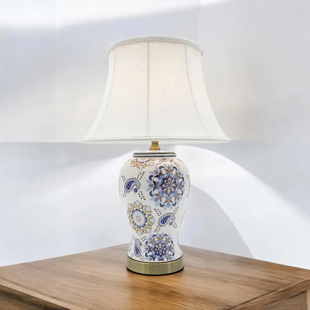 Table Lamp with Shade - White, Ceramic