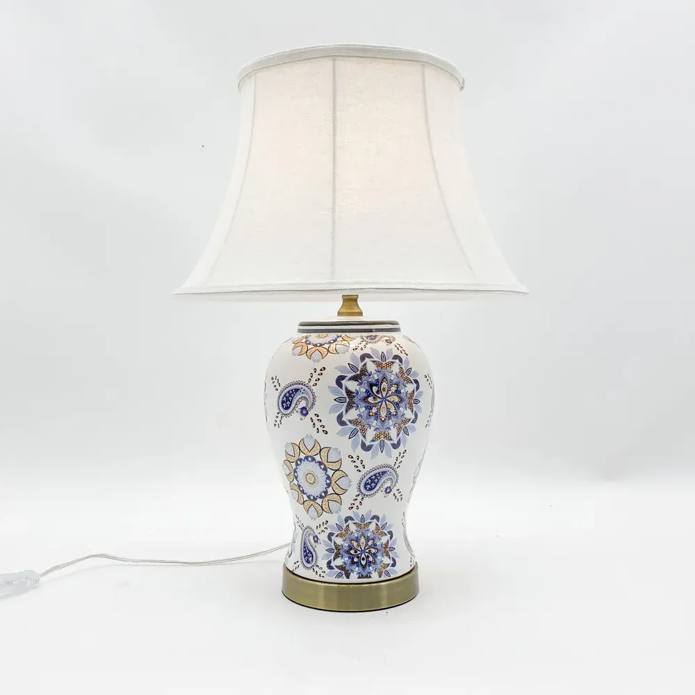 Table Lamp with Shade - White, Ceramic
