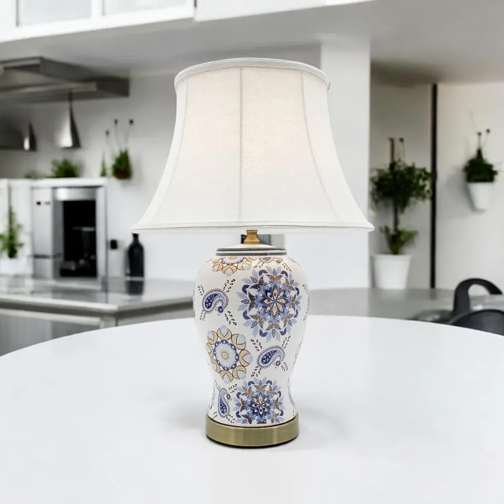 Table Lamp with Shade - White, Ceramic