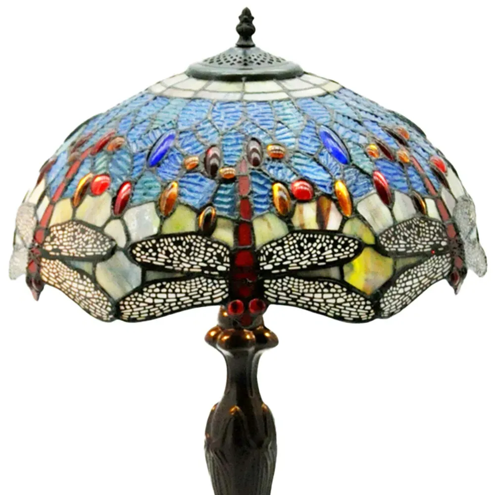 Tiffany Blue Shade Dragonfly Table Lamp - Multi