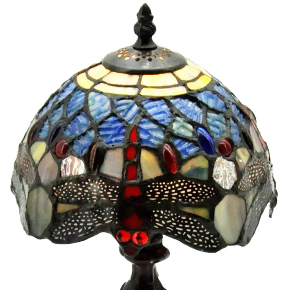 Tiffany Blue Shade Dragonfly Table Lamp - Multi