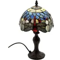 Tiffany Blue Shade Dragonfly Table Lamp - Multi