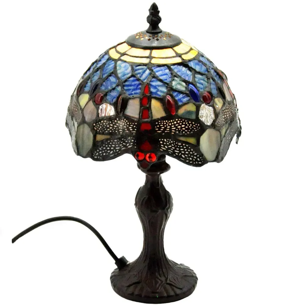 Tiffany Blue Shade Dragonfly Table Lamp - Multi