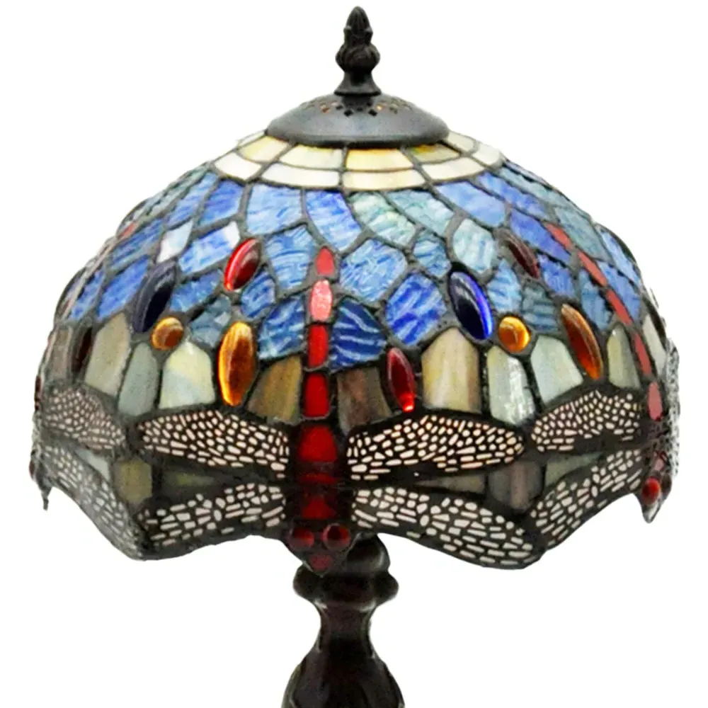 Tiffany Blue Shade Dragonfly Table Lamp - Multi