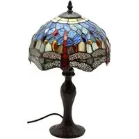 Tiffany Blue Shade Dragonfly Table Lamp - Multi