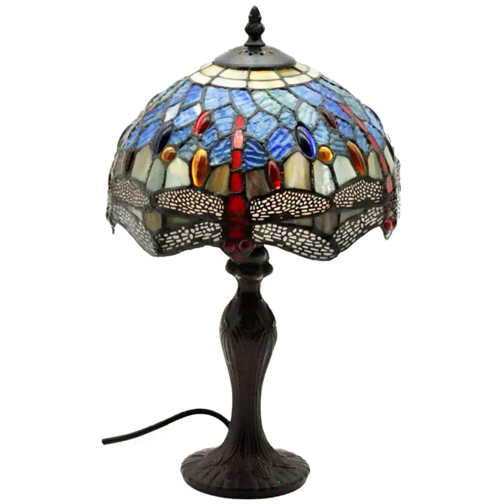 Tiffany Blue Shade Dragonfly Table Lamp - Multi