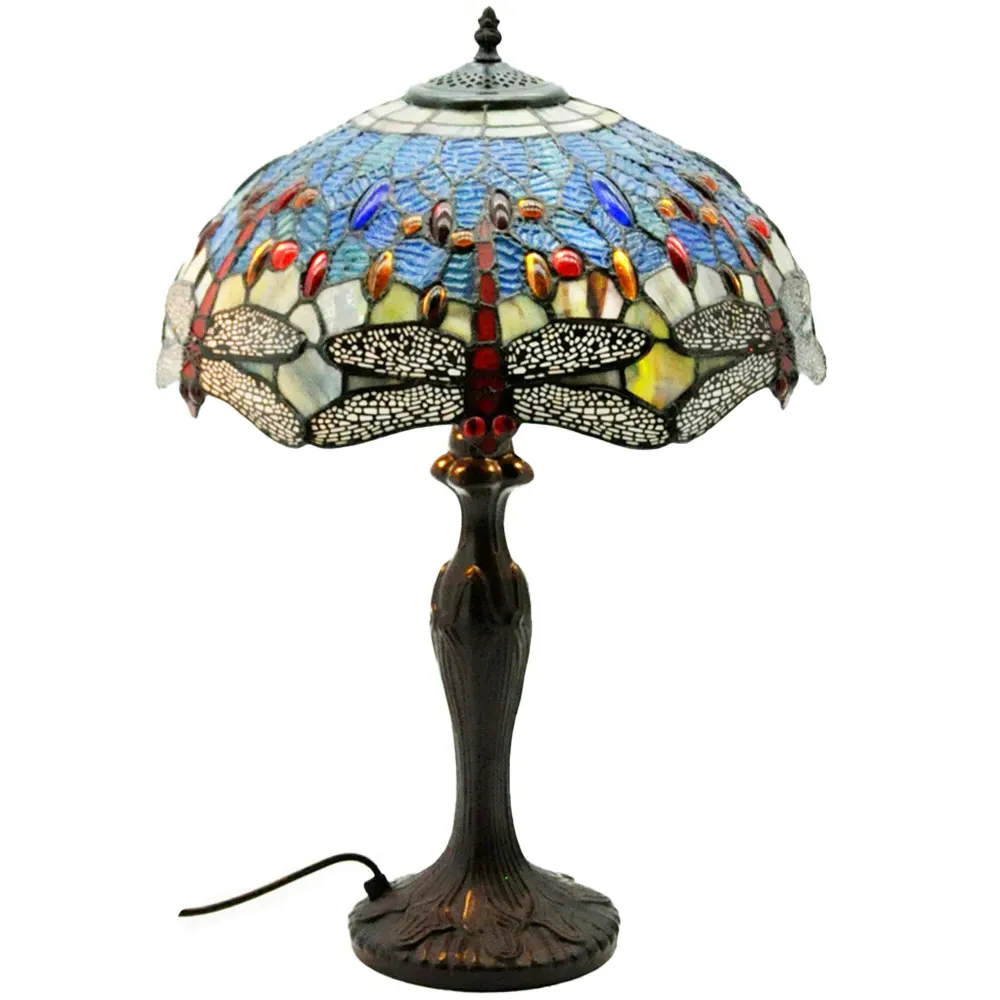Tiffany Blue Shade Dragonfly Table Lamp - Multi