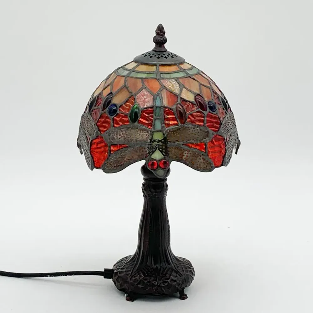 Tiffany Dragonfly Table Lamp 20.3cm - Multi, Stained Glass