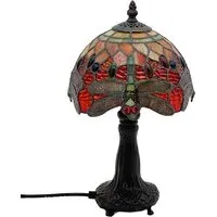 Tiffany Dragonfly Table Lamp 20.3cm - Multi, Stained Glass