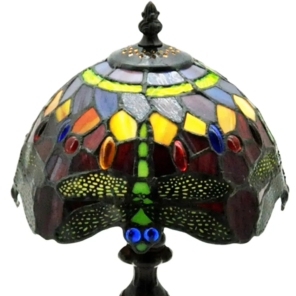 Tiffany Dragonfly Table Lamp 20.3cm - Red, Stained Glass