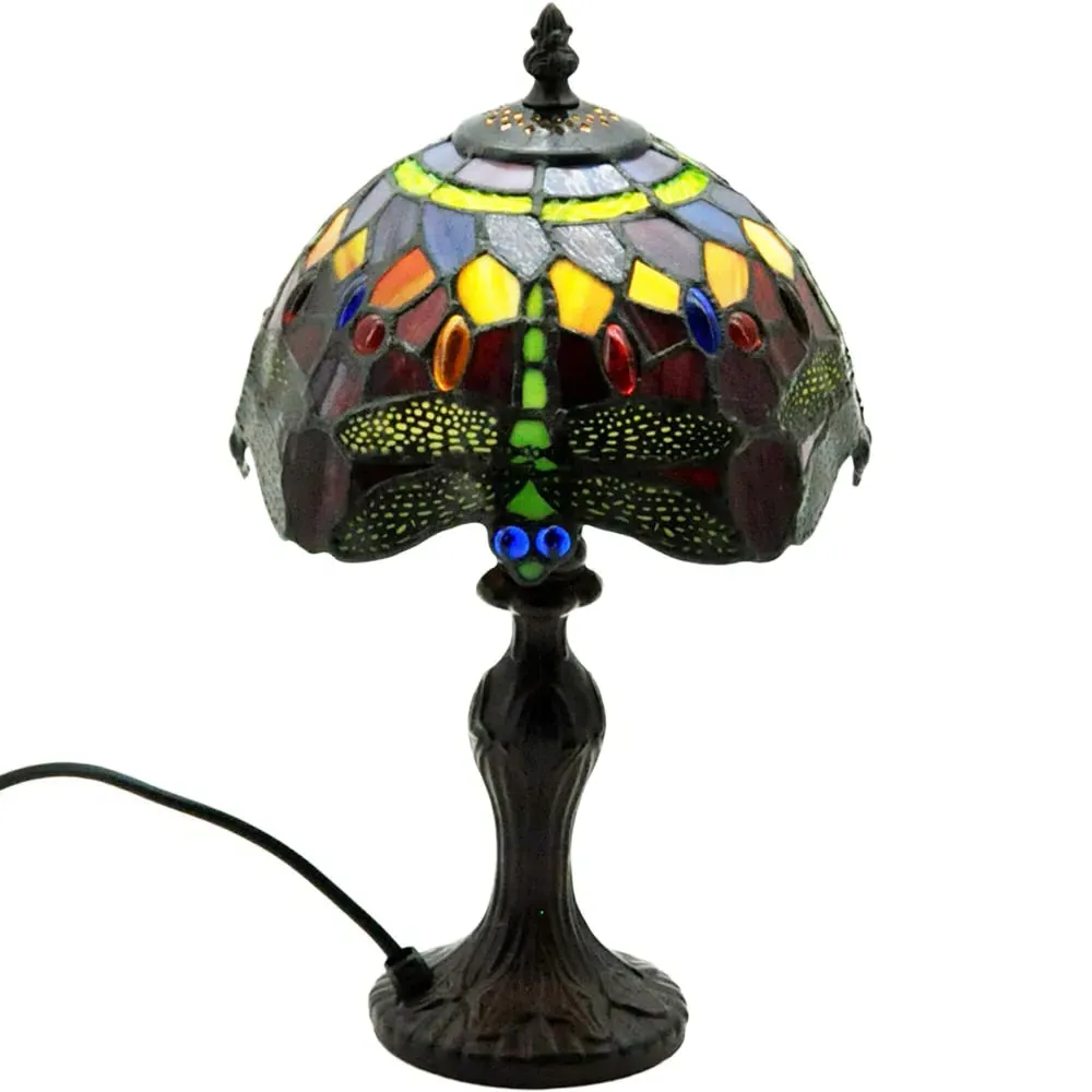 Tiffany Dragonfly Table Lamp 20.3cm - Red, Stained Glass image