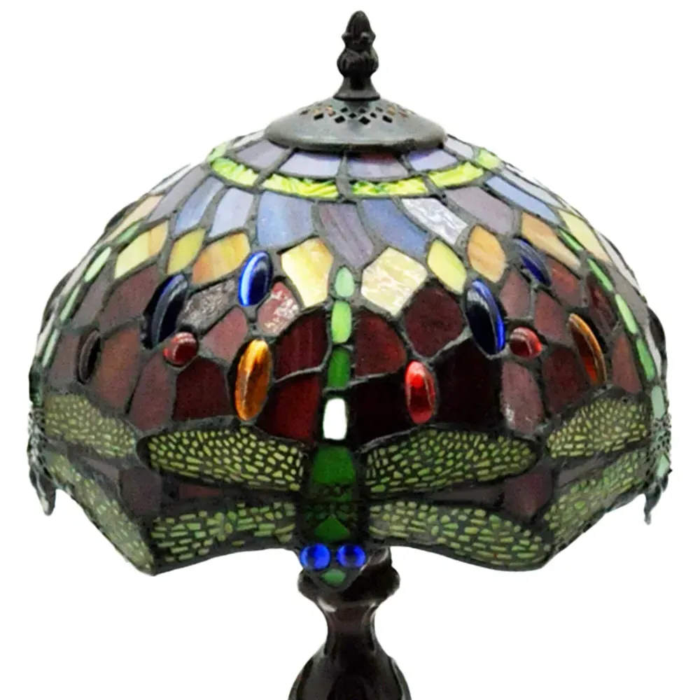 Tiffany Dragonfly Table Lamp 25.4cm - Red, Stained Glass