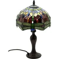 Tiffany Dragonfly Table Lamp 25.4cm - Red, Stained Glass